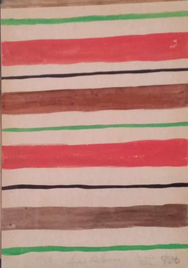 ESTIVAL MINIMAL <p>Sonia Delaunay<br />
<em>Dessin sur tissu 1928</em><br />
Aquarelle sur papier 21 x 29 cm</p>
 - Helenbeck Gallery Nice